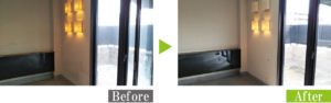 カビ汚れの店舗塗り壁を環境対応型特殊洗浄G-Eco工法で施工