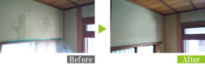 聚楽壁のカビを安心安全な環境対応型特殊洗浄G-Eco工法でカビ取り・防カビ施工