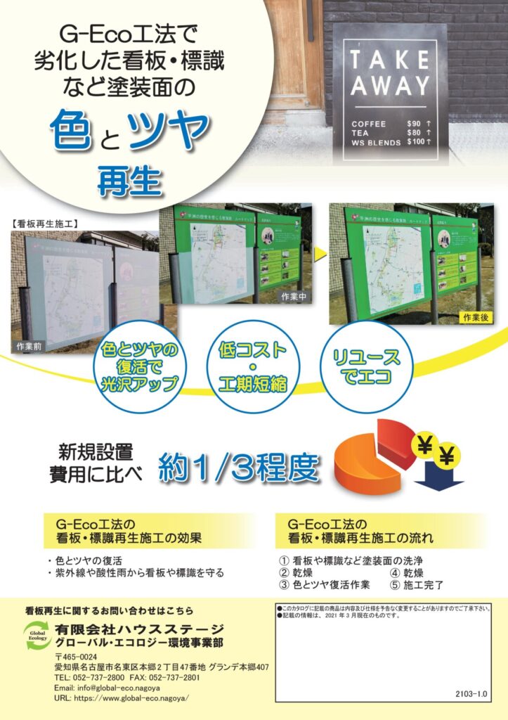 色ツヤ復活！低コスト！リユースでエコ！G-Eco工法の看板再生施工