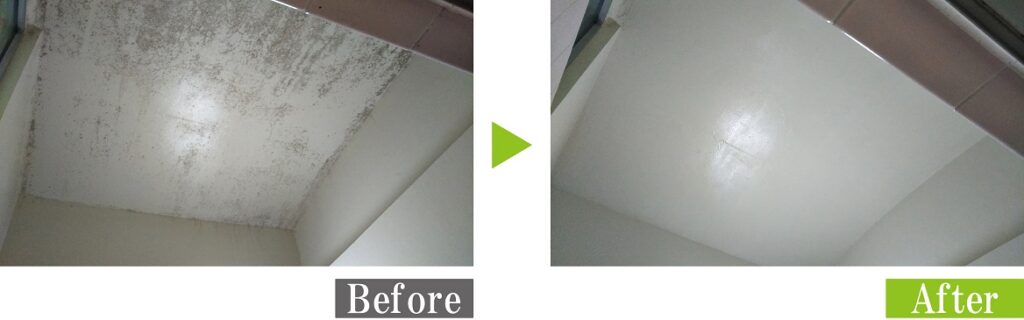 カビ汚れの浴室天井を環境対応型特殊洗浄G-Eco工法で施工
